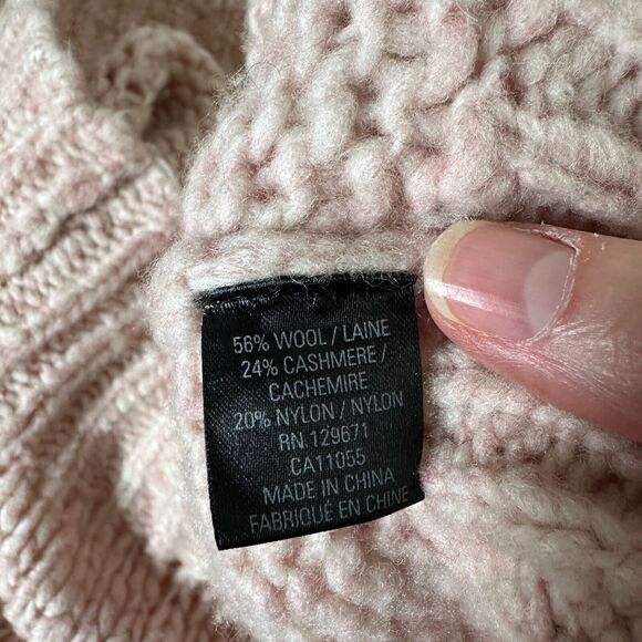360 Cashmere Abbot Pale Rose Pink Loose Knit Crew Neck Band Cuff Neck Sweater S - Picture 8 of 11